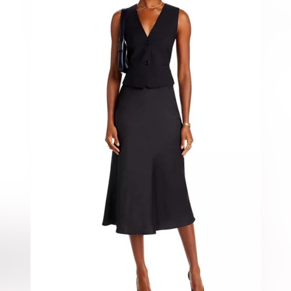 Aqua black satin midi skirt - Picture 2 of 2